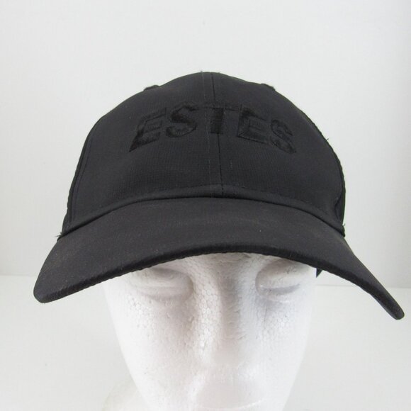 ESTES Embroidered Logo Men's Black on Black Adjustable Strap Back Cap Hat - Picture 2 of 11